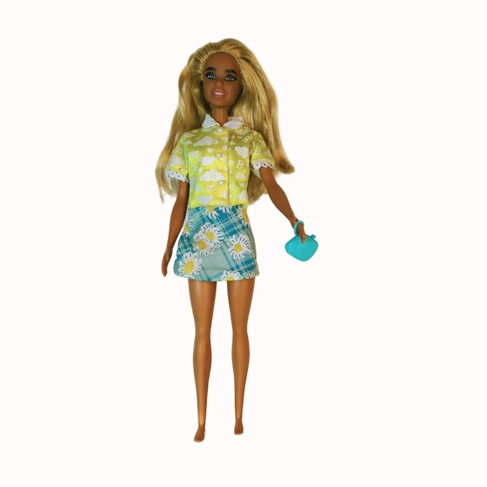 Barbie Fashionista Doll #173 Redressed In Trendy Outfit With Heart Purse GRB65
